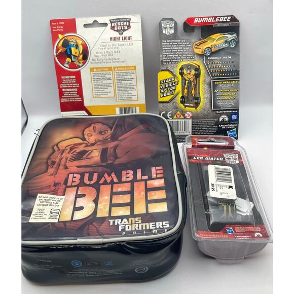 Transformers Bundle Watches Diecast Car Rescue Bots Logo Zip Bag Bumble Bee NIP - Picture 2 of 7